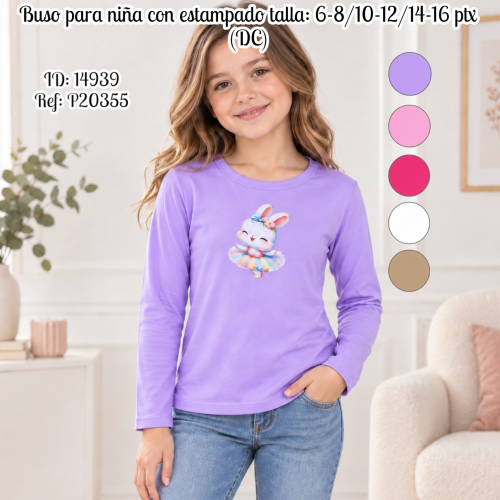 Buso para niña con estampado talla: 6-8/10-12/14-16 ptx (DC)