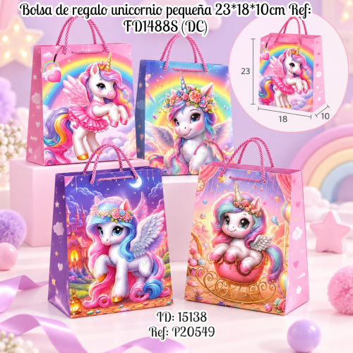 Bolsa de regalo unicornio pequeña 23*18*10cm Ref: FD1488S (DC)
