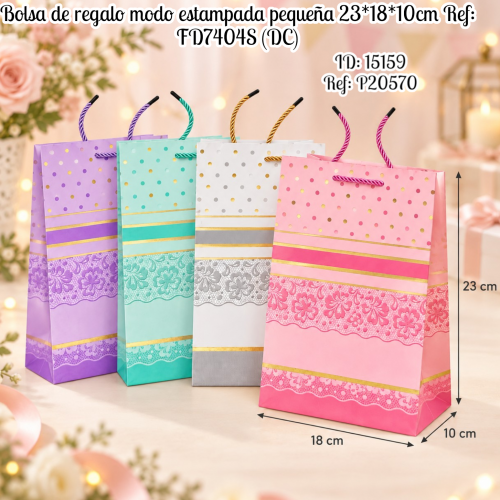 Bolsa de regalo modo estampada pequeña 23*18*10cm Ref: FD7404S (DC)