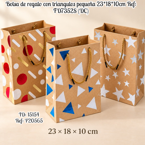 Bolsa de regalo con triangulos pequeña 23*18*10cm Ref: FD7352S (DC)
