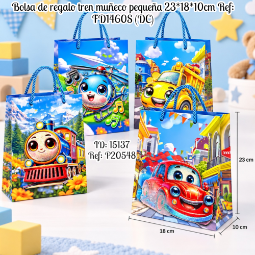 Bolsa de regalo tren muñeco pequeña 23*18*10cm Ref: FD1460S (DC)