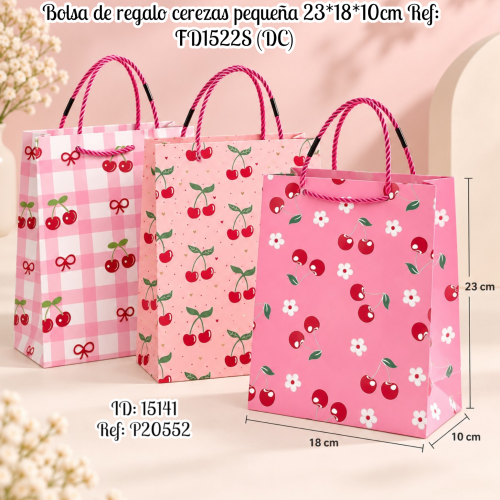 Bolsa de regalo cerezas pequeña 23*18*10cm Ref: FD1522S (DC)