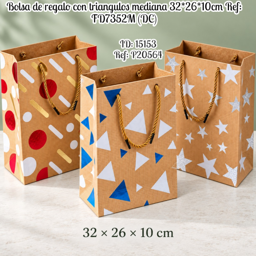 Bolsa de regalo con triangulos mediana 32*26*10cm Ref: FD7352M (DC)