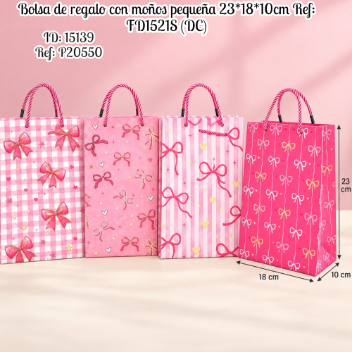 Bolsa de regalo con moños pequeña 23*18*10cm Ref: FD1521S (DC)