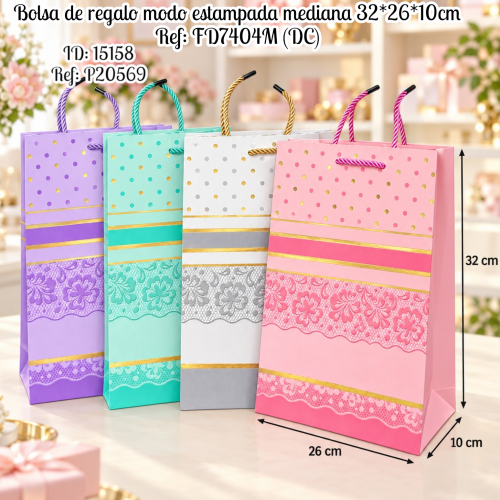 Bolsa de regalo modo estampada mediana 32*26*10cm Ref: FD7404M (DC)