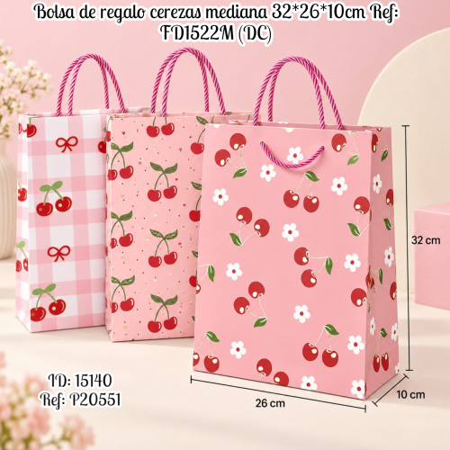 Bolsa de regalo cerezas mediana 32*26*10cm Ref: FD1522M (DC)