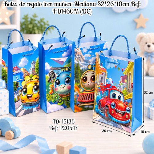 Bolsa de regalo tren muñeco Mediana  32*26*10cm Ref: FD1460M (DC)