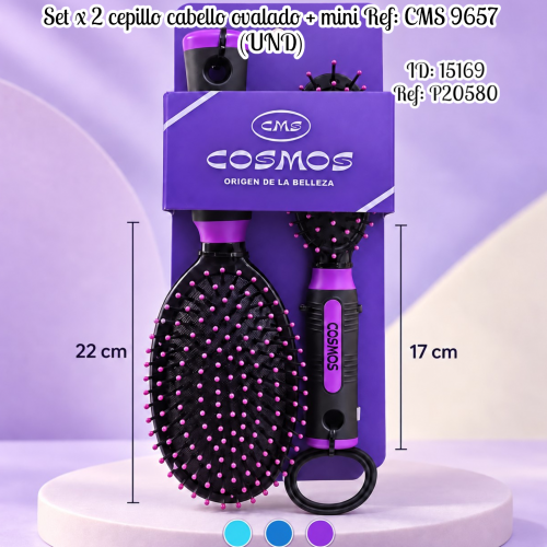 Set x 2 cepillo cabello ovalado + mini Ref: CMS 9657 (UND)
