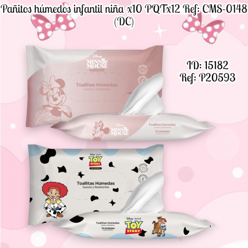 Pañitos húmedos infantil niña x10 PQTx12 Ref: CMS-0148 (DC)
