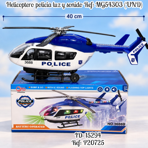 Helicoptero policia luz y sonido Ref: MG54303 (UND)