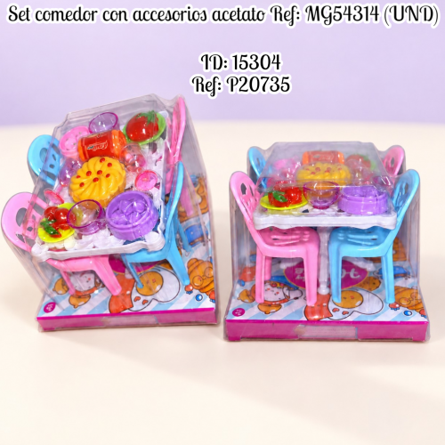 Set comedor con accesorios acetato Ref: MG54314 (UND)