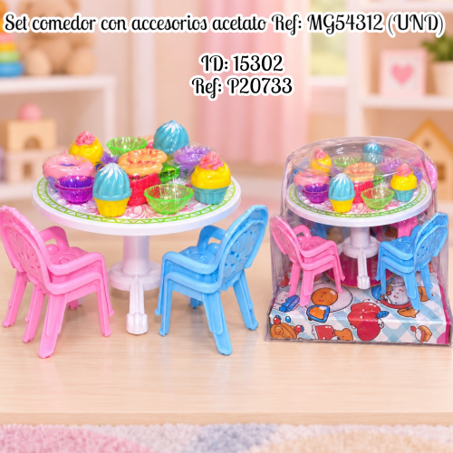 Set comedor con accesorios acetato Ref: MG54312 (UND)