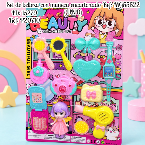 Set de belleza con muñeca encartonado Ref: MG55522 (UND)