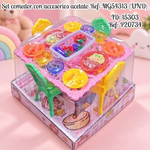 Set comedor con accesorios acetato Ref: MG54313 (UND)