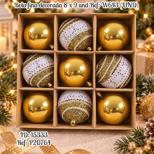 Bola fina decorada 8 x 9 und Ref: W643 (UND)