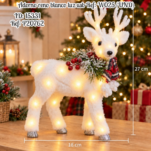 Adorno reno blanco luz usb Ref: W025 (UND)