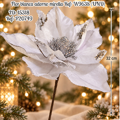 Flor blanca adorno mirella Ref: W963S (UND)