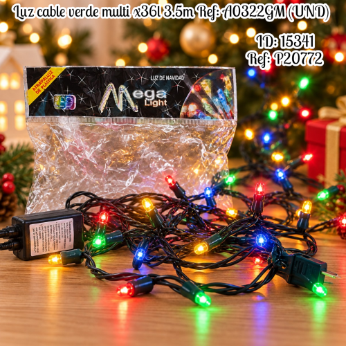Luz cable verde multi x36l 3.5m Ref: A0322GM (UND)