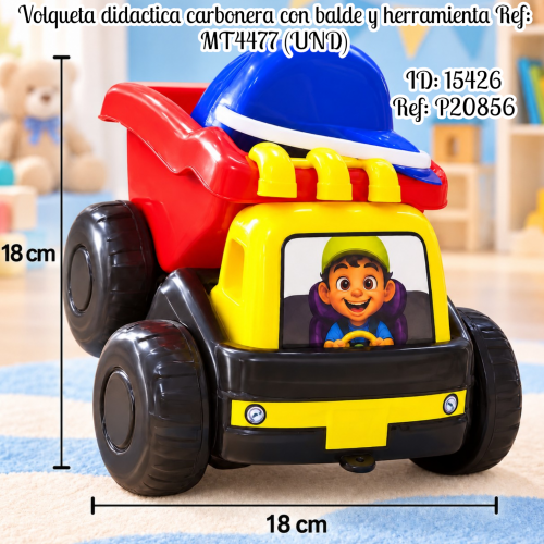Volqueta didactica carbonera con balde y herramienta Ref: MT4477 (UND)