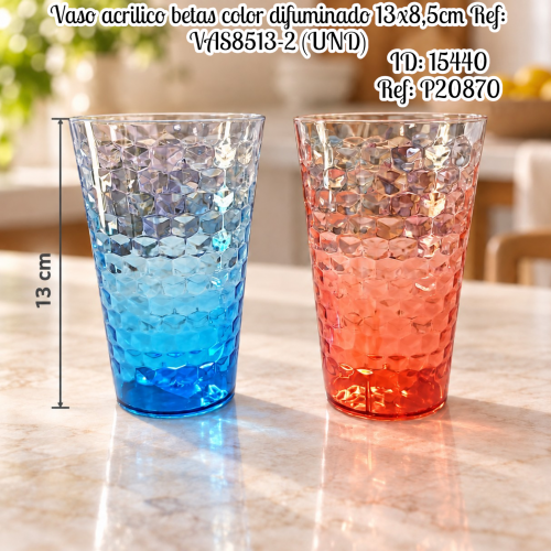 Vaso acrilico betas color difuminado 13x8,5cm Ref: VAS8513-2 (UND)