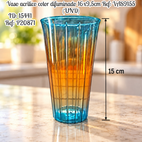 Vaso acrilico color difuminado 16x9,5cm Ref: VAS9155 (UND)