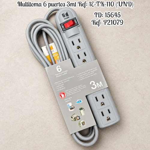 Multitoma  6 puertos 3mt Ref: 1E-TK-110 (UND)