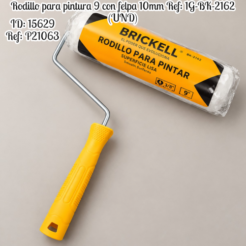 Rodillo para pintura 9" con felpa 10mm Ref: 1G-BK-2162 (UND)
