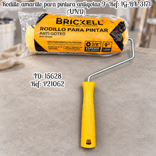 Rodillo amarillo para pintura antigotas 9" Ref: 1G-BK-3171 (UND)