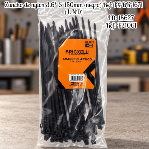 Zuncho de nylon 3.6* 6¨150mm (negro) Ref: 1X-BK-1671 (UND)