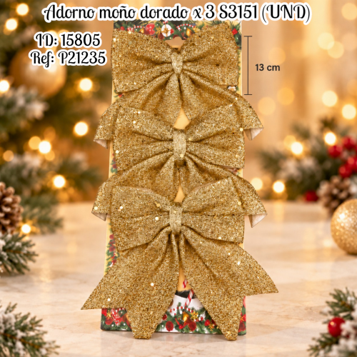 Adorno moño dorado x 3 S3151 (UND)