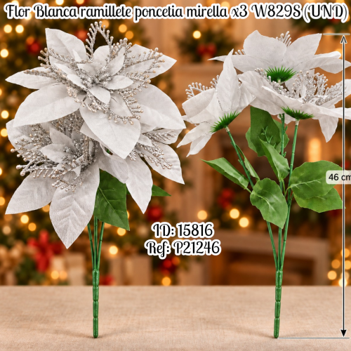 Flor Blanca ramillete poncetia mirella x3 W829S (UND)