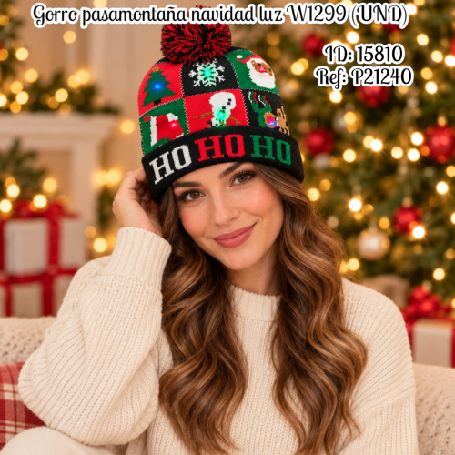 Gorro pasamontaña navidad luz W1299 (UND)