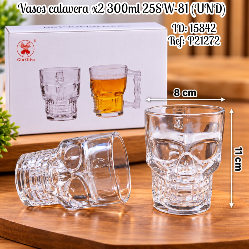 Vasos calavera x2 300ml 25SW-81 (UND)