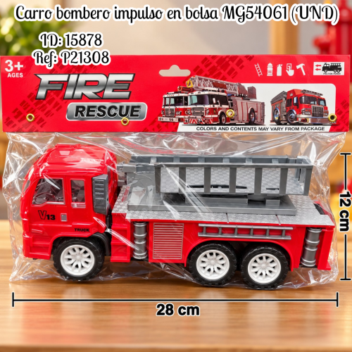 Carro bombero impulso en bolsa MG54061 (UND)