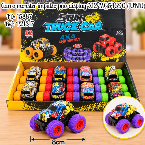 Carro monster impulso pño display X12 MG54690 (UND)