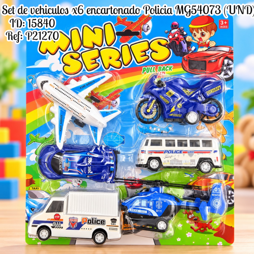 Set de vehiculos x6 encartonado Policia MG54073 (UND)