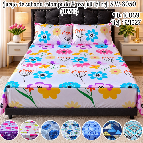 Juego de sabana estampada 4 pzs full 1A ref: SW-3050 (UND)