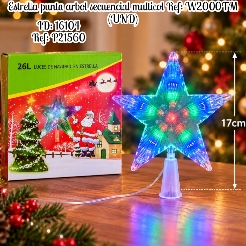Estrella punta arbol secuencial multicol Ref: W2000TM (UND)