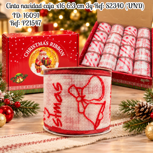 Cinta navidad caja x16  6.3 cm 3y Ref: S2340 (UND)