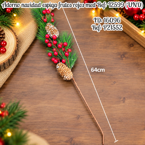 Adorno navidad espiga frutos rojos med al por mayor – Ref. I2599