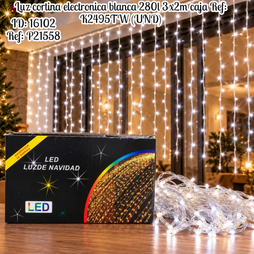 Luz  cortina electronica blanca  280l 3x2m caja Ref: K2495TW (UND)