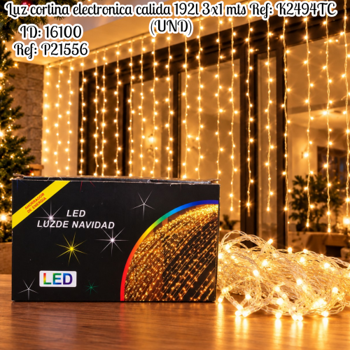 Luz cortina electronica calida 192l 3x1 mts Ref: K2494TC (UND)