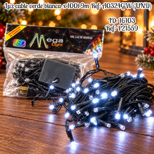 Luz cable verde blanca x 100l 9m Ref: A0324GW (UND)
