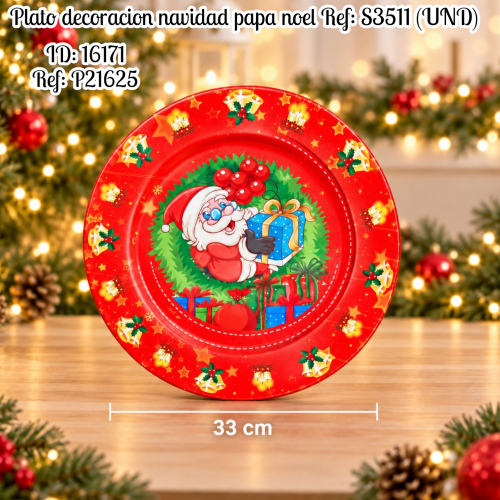 Plato decoracion navidad papa noel Ref: S3511 (UND)