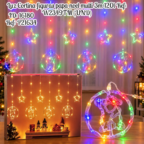 Luz Cortina figuras papa noel multi 3m 120l Ref: W2349TM (UND)