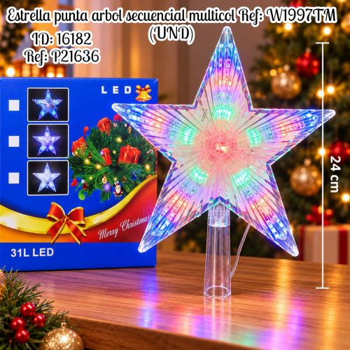 Estrella punta arbol secuencial multicol Ref: W1997TM (UND)