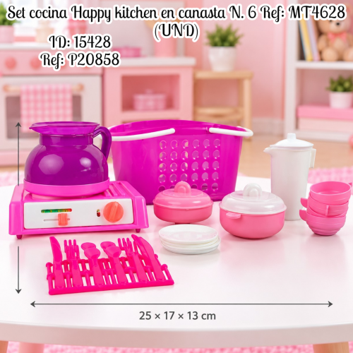Set cocina Happy kitchen en canasta N. 6 Ref: MT4628 (UND)