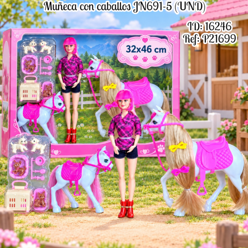 Muñeca con caballos JN691-5 (UND)