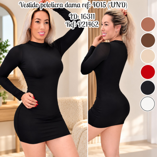 Vestido pololicra dama al por mayor – Ref. 4015