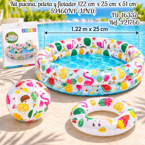 Kit piscina, pelota y flotador 122 cm x 25 cm x 51 cm 59460NP (UND)